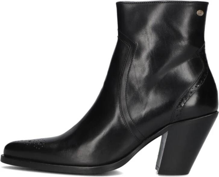 Fred de la Bretoniere Zwarte leren enkellaars Blaire Black Dames