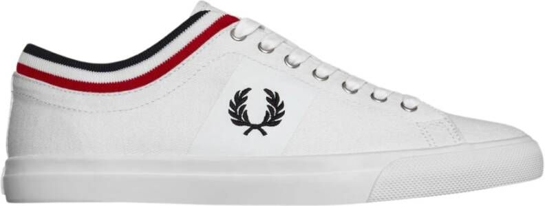 Fred Perry Klassieke Twill Sneakers met Geribbelde Manchet White Heren