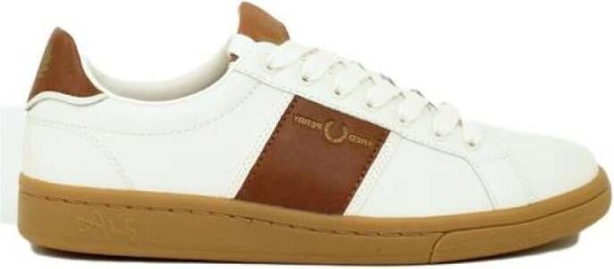 Fred Perry Leren Debossed Branding Sneakers White Heren