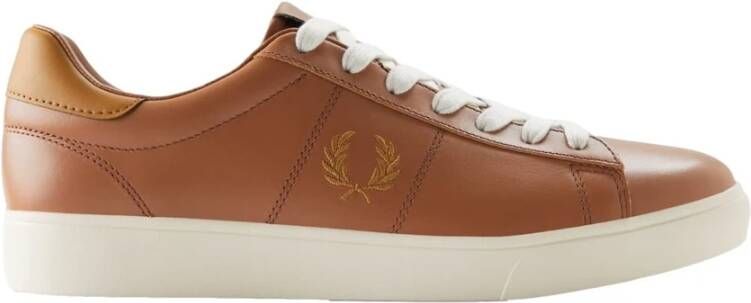 Fred Perry Leren Sneakers met Rubberen Zool Brown Heren