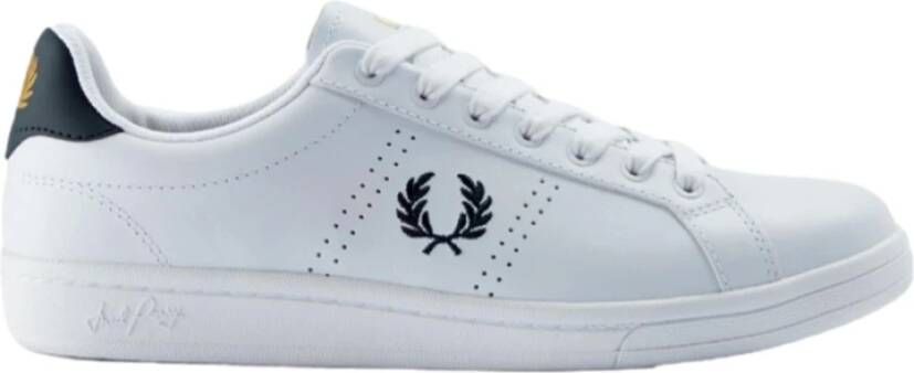Fred Perry Leren Unisex Sneaker White Heren