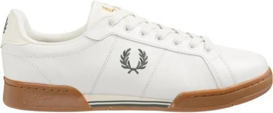 Fred Perry Leren Sneakers met Contrast Hiel Tab White Heren