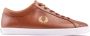 Fred Perry Tan Leren Vulcanised Trainers Brown Unisex - Thumbnail 1
