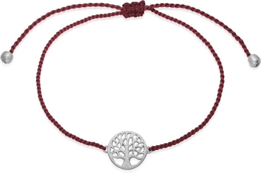Frk. Lisberg Boom des Levens Zijden Armband Bordeaux Zilver