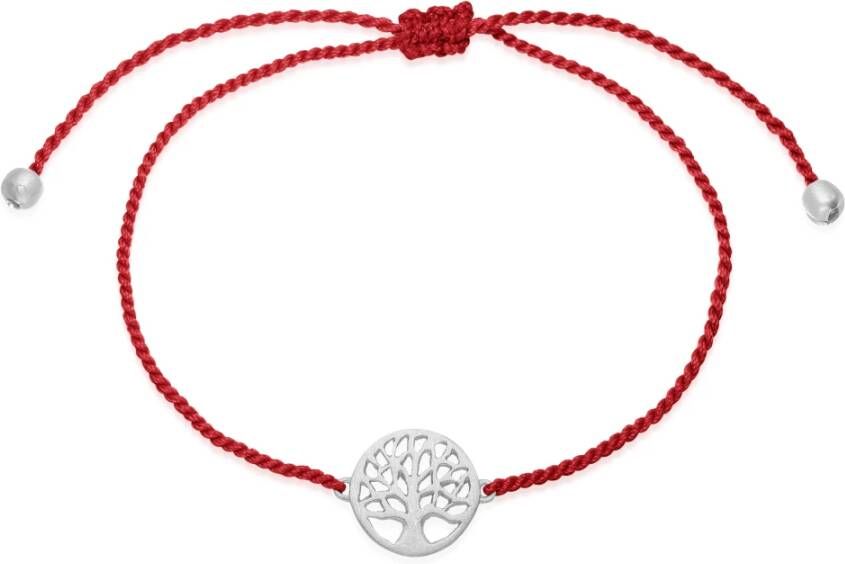 Frk. Lisberg Boom des Levens Zijden Armband Zilver Rood