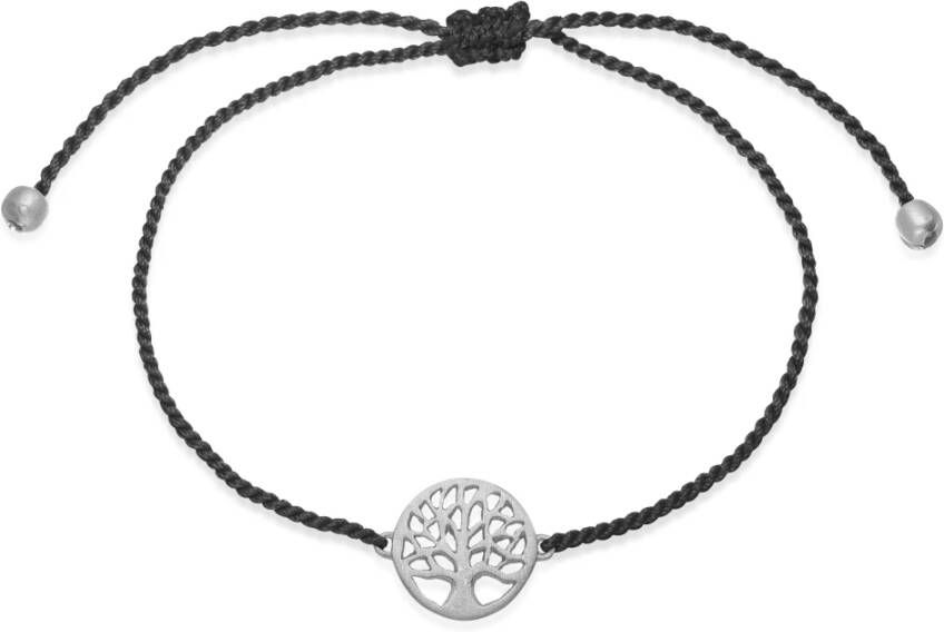 Frk. Lisberg Boom des Levens Zijden Armband Zwart Zilver