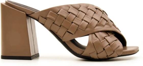 Furla Geweven Dubbele Band Leren Sandalen Beige Dames