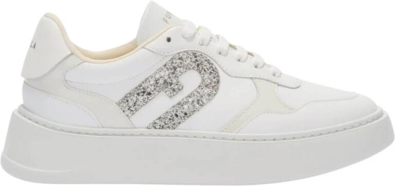 Furla Witte Leren Sneakers Vetersluiting
