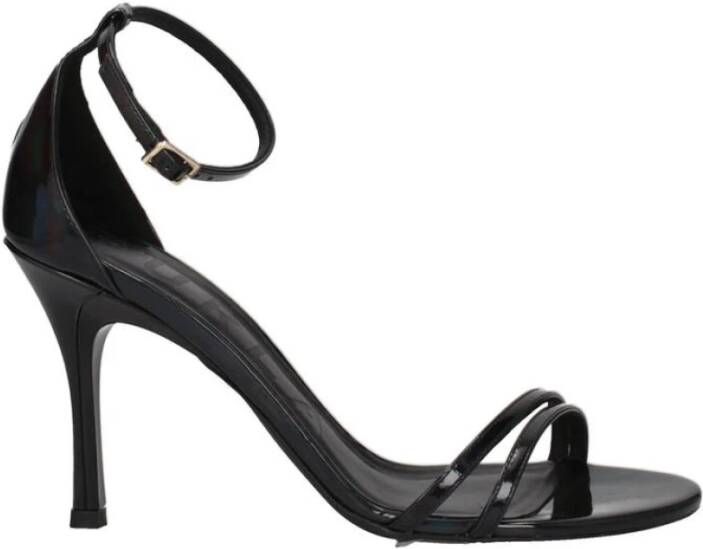 Furla Zwarte Lakleren Hoge Hak Sandalen