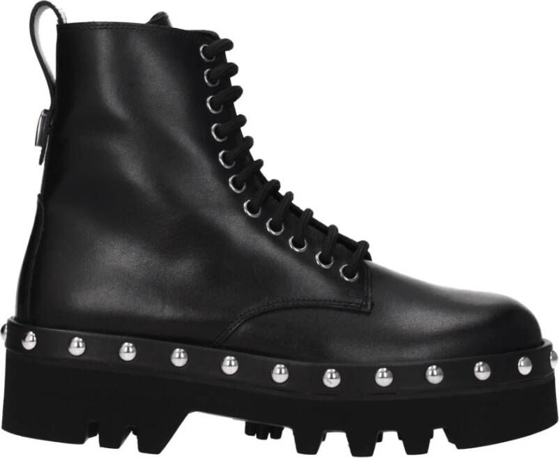 Furla Zwarte Leren Enkellaarzen met Studs