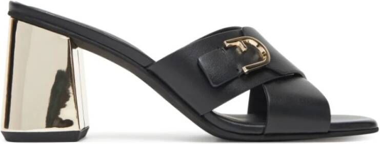 Furla Zwarte sandalen met gouden detail