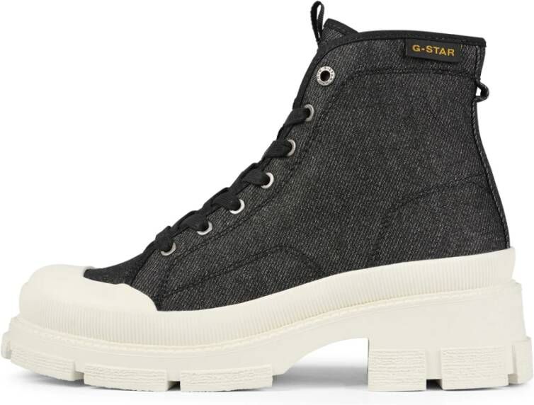 G-Star Denim Militair-geïnspireerde Enkellaars met Rubberen Zool Zwart Dames