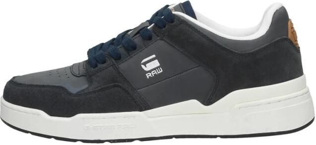 G-Star Leren Lage Sneaker met Contrasterende Logo's Blauw Heren