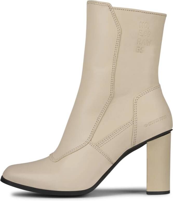 G-Star Leren Enkellaars met Elegante Details Beige Dames