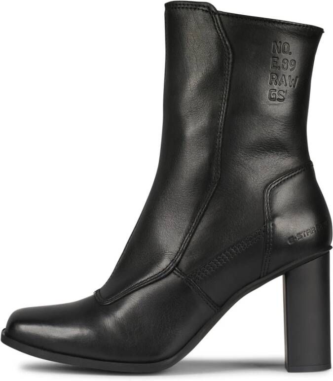 G-Star Leren enkellaars met elegante details Zwart Dames