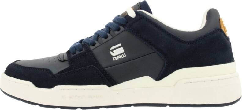 G-Star Leren Lage Sneaker met Contrasterende Logo's Blauw Heren