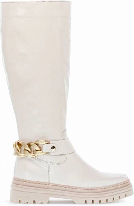 Gabor Beige Lederen Ritslaarzen Beige Dames