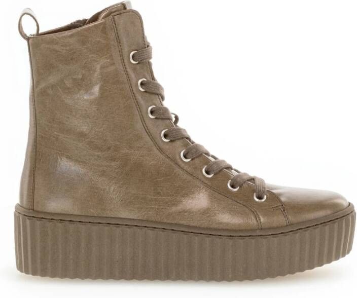 Gabor Beige Leren High Top Sneakers Green Dames
