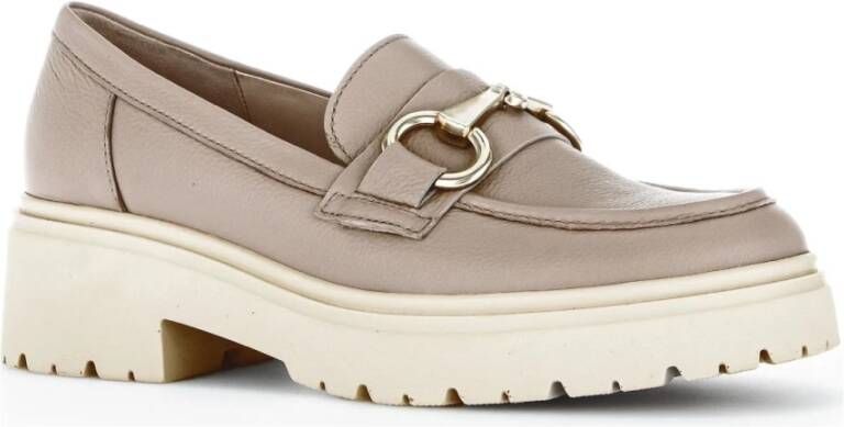 Gabor Beige Leren Loafers voor Dames Beige Dames