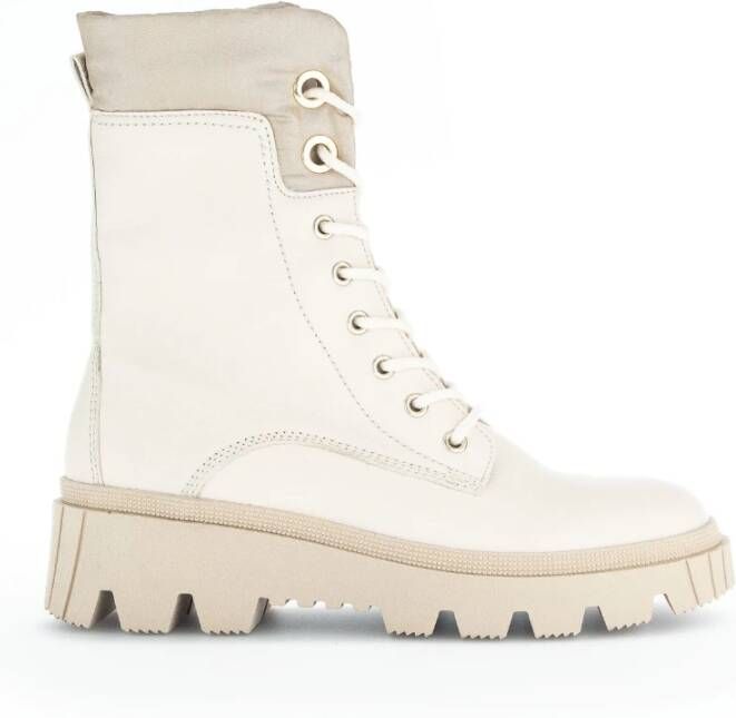 Gabor Beige Leren Militaire Laarzen White Dames