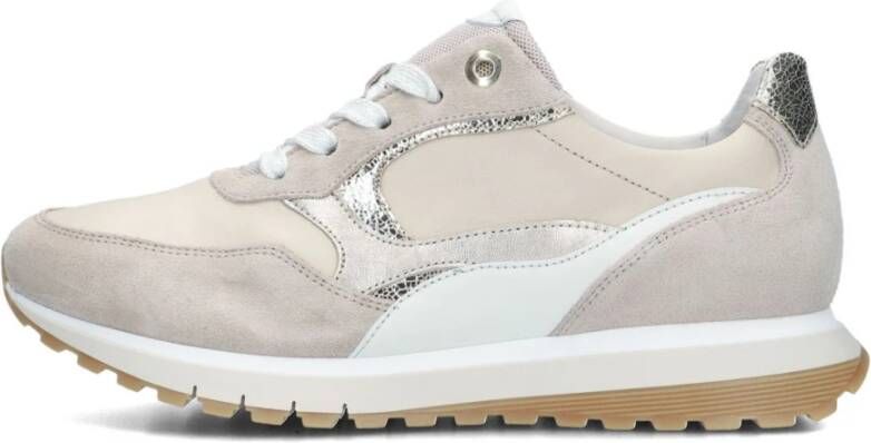 Gabor Beige Leren Sneakers met Suède Panelen Beige Dames