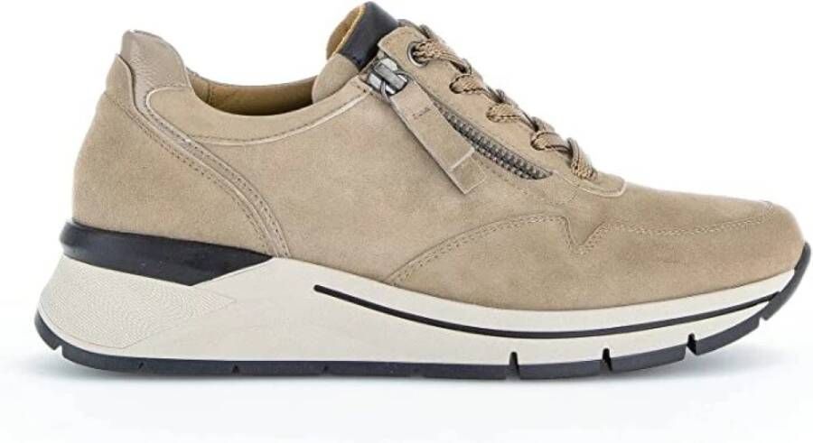 Gabor Suède Sneaker met Leren Accenten Beige Dames - Foto 2