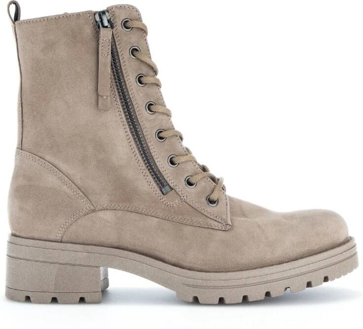 Gabor Beige Suède Veterschoen Beige Dames