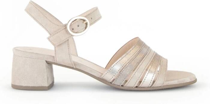 Gabor Beige Gouden Suède Zomer Sandalen Beige Dames