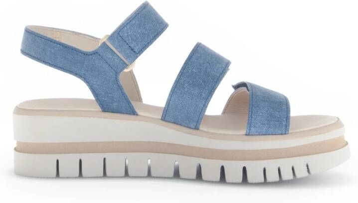 Gabor Blauwe Leren Sandaal Lente Collectie