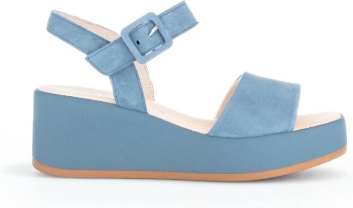 Gabor Blauwe Leren Sandalen Blue Dames