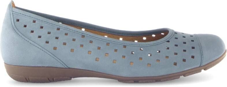 Gabor Blauwe nubuck leren ballerina's Blue Dames