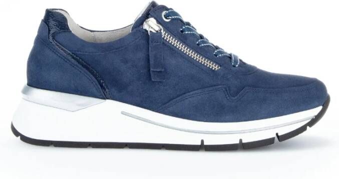 Gabor Blauwe Suède Casual Sports Sneakers Blue Dames