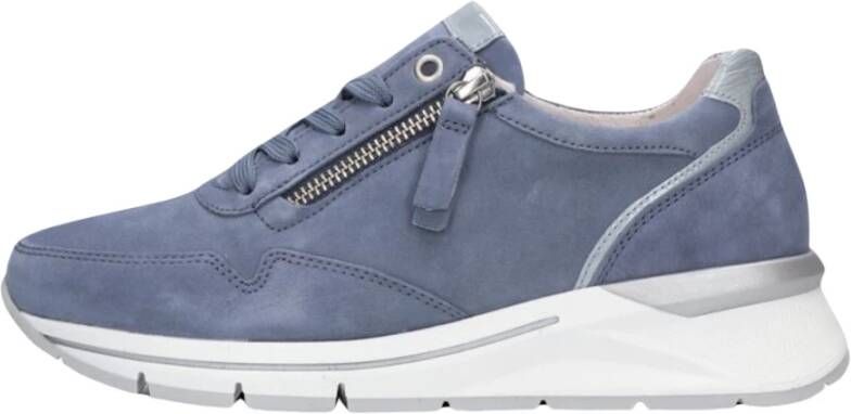 Gabor Blauwe Suède Lage Sneaker Comfort Collectie Blue Dames