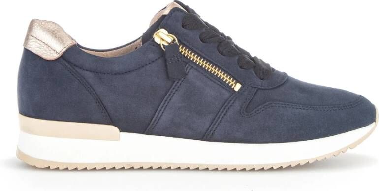 Gabor Blauwe Suède Sneakers met Ritssluiting Blue Dames