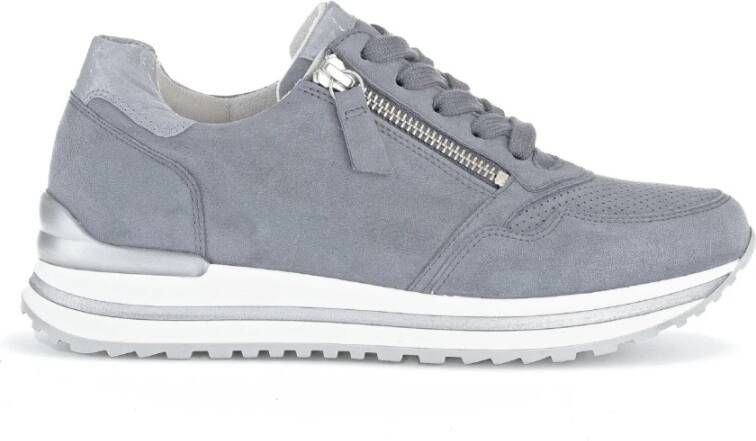 Gabor Blauwe Suède Sportieve Geperforeerde Sneakers Blue Dames