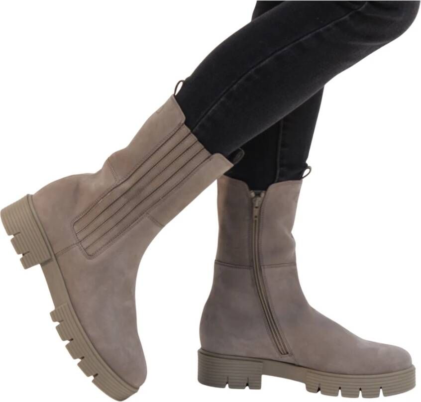 Gabor Grijze leren enkellaarsjes met rits Gray Dames - Foto 3