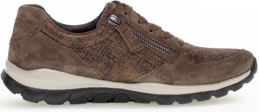 Gabor Bruine leren mix sneaker voor dames Brown Dames