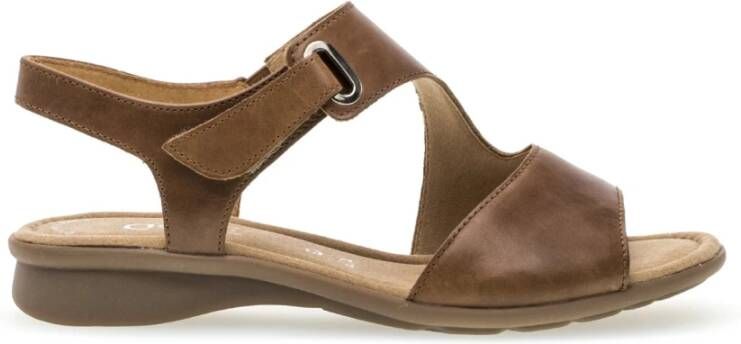 Gabor Bruine Sandalen Comfortabele Ronde Zool Klittenband Brown Dames
