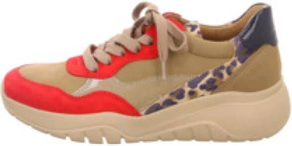 Gabor Zwarte Leren Lage Sneaker Mix Multicolor Dames