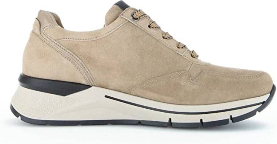 Gabor Suède Sneaker met Leren Accenten Beige Dames - Foto 3
