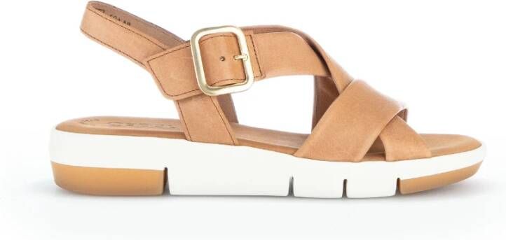 Gabor Cognac gladleren sandalen Brown Dames