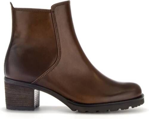 Gabor Cognac Leren Enkellaarzen Brown Dames