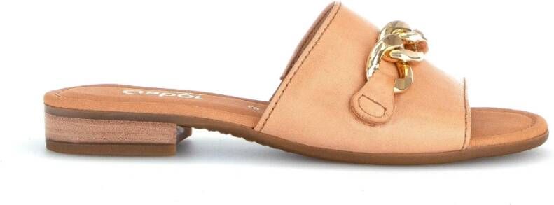 Gabor Cognac Leren Muiltjes met Juweel Detail Brown Dames