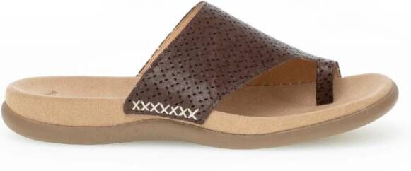 Gabor Cognac Leren Sandalen Platte Zool Brown Dames - Foto 3