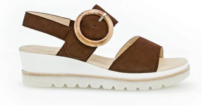 Gabor Cognac Suède Sandalen Comfortabel Stijlvol Brown Dames