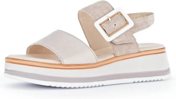 Gabor Comfortabele leren sandalen met klittenbandsluiting Beige Dames - Foto 5