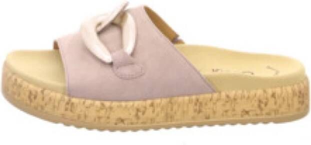 Gabor Slippers plateau zomerschoen instapper met beklede decoratieve ketting