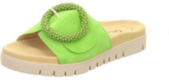Gabor Slippers plateau zomerschoen slippers met sierparels aan de decoratieve gesp