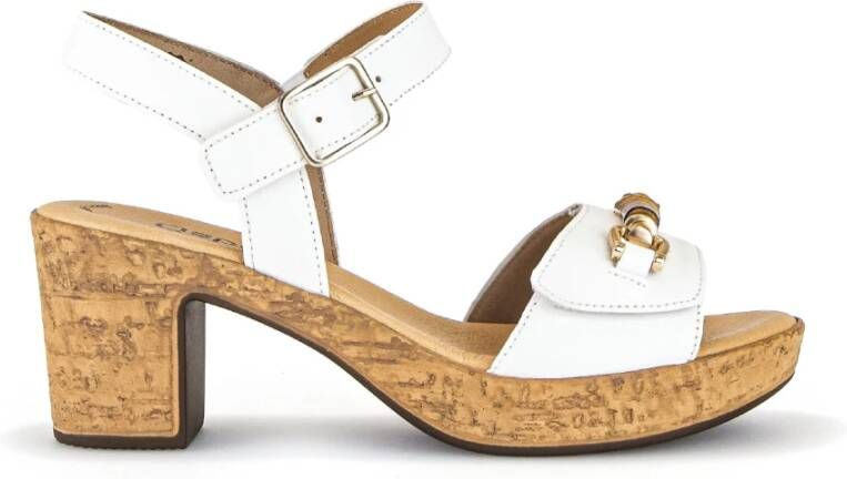 Gabor Ecru Leren Sandalen met 45mm Hak Beige Dames