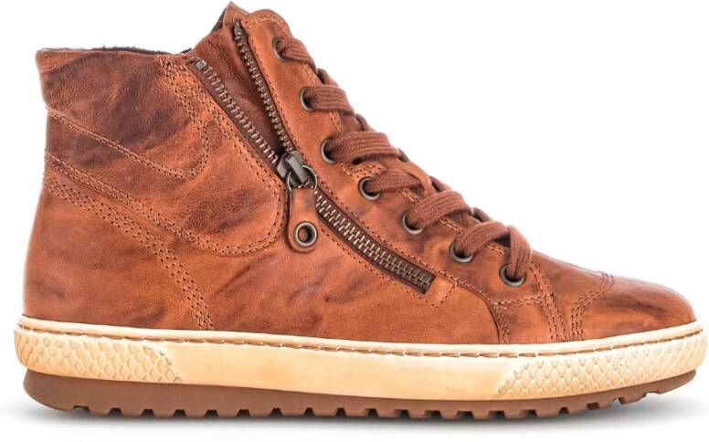 Gabor Elegante Hoge Leren Sneakers Brown Dames